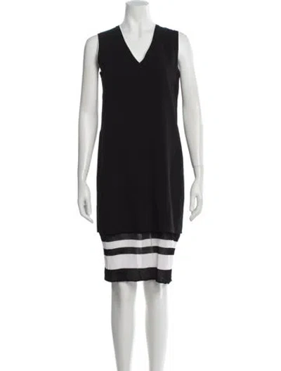 Pre-owned Vince V-neck Knee-length Dress In Black