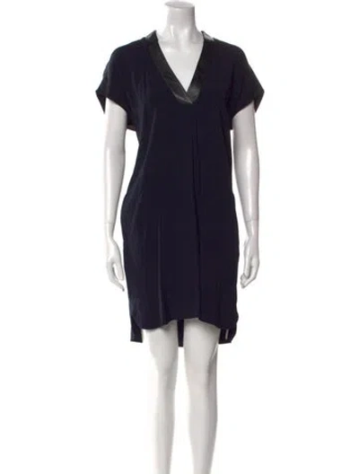 Pre-owned Vince V-neck Knee-length Dress In Blue