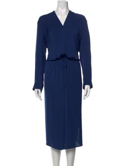 Pre-owned Vince V-neck Knee-length Dress In Blue