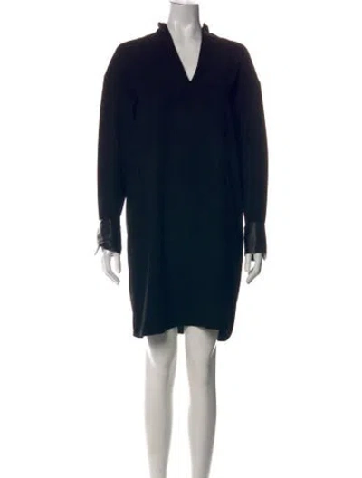 Pre-owned Vince V-neck Knee-length Dress In Blue
