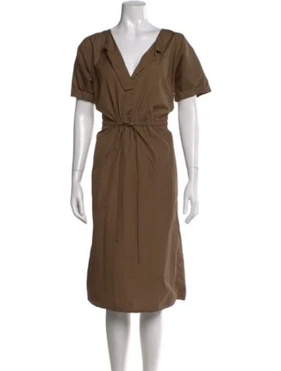 Pre-owned Vince V-neck Knee-length Dress In Brown