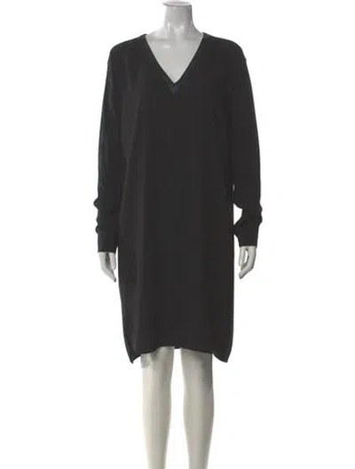 Pre-owned Vince V-neck Knee-length Dress In Gray
