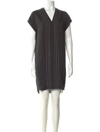 Pre-owned Vince V-neck Knee-length Dress In Green