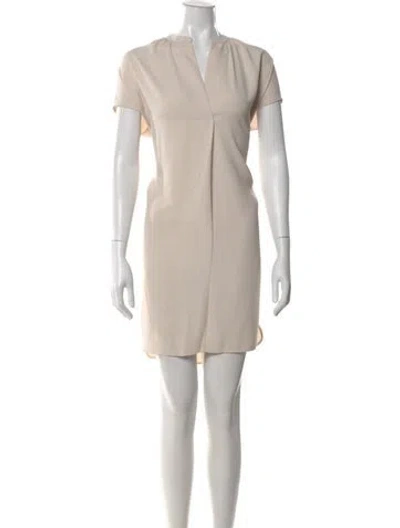 Pre-owned Vince V-neck Knee-length Dress In Neutral