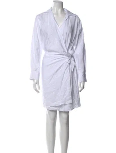 Pre-owned Vince V-neck Knee-length Dress In White