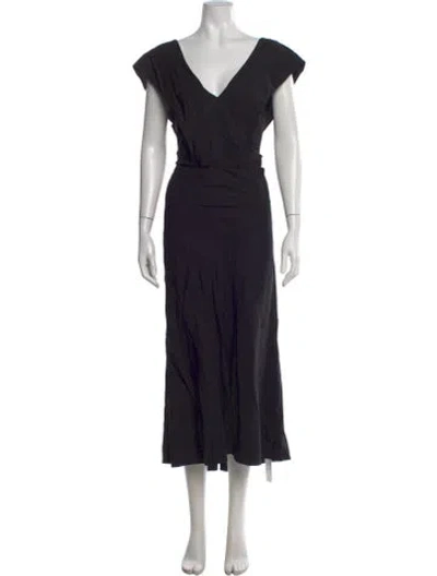 Pre-owned Vince V-neck Long Dress In Black