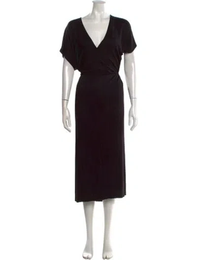 Pre-owned Vince V-neck Long Dress In Black
