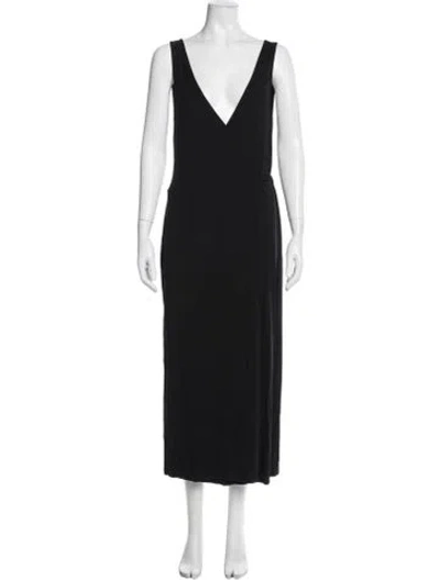 Pre-owned Vince V-neck Long Dress In Black