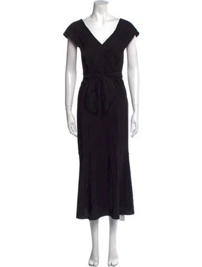 Pre-owned Vince V-neck Long Dress In Blue
