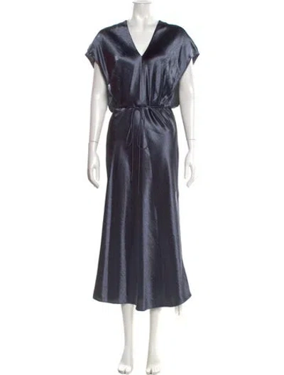 Pre-owned Vince V-neck Long Dress In Blue