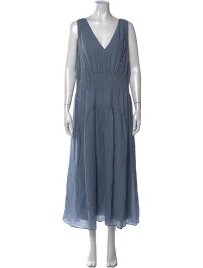 Pre-owned Vince V-neck Long Dress In Blue