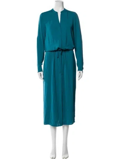 Pre-owned Vince V-neck Long Dress In Green
