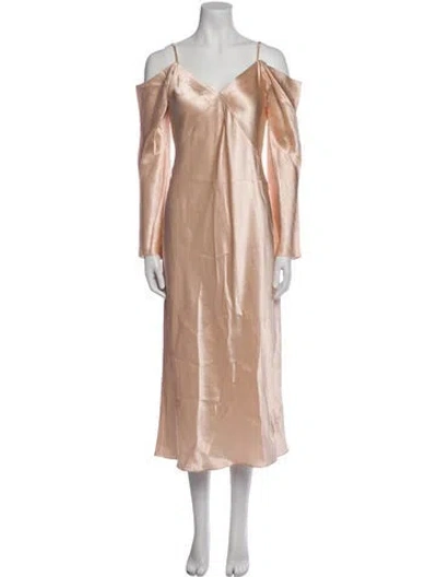 Pre-owned Vince V-neck Long Dress In Pink