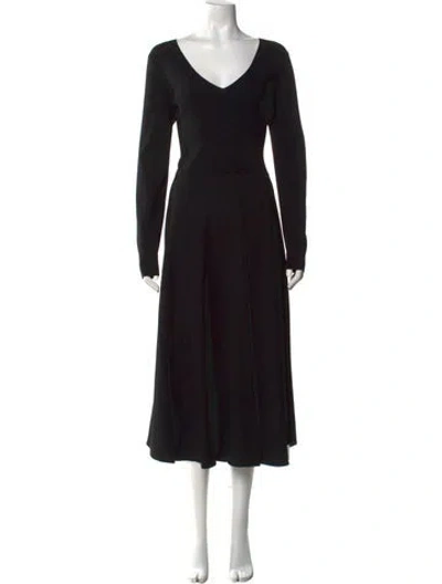 Pre-owned Vince V-neck Long Dress W/ Tags In Black