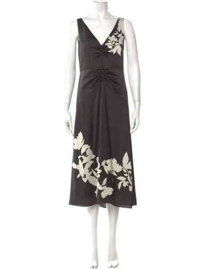 Pre-owned Vince V-neck Long Dress W/ Tags In Black