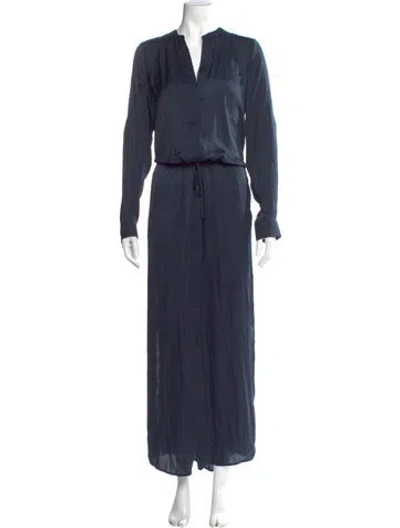 Pre-owned Vince V-neck Long Dress W/ Tags In Blue