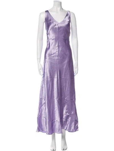 Pre-owned Vince V-neck Long Dress W/ Tags In Purple