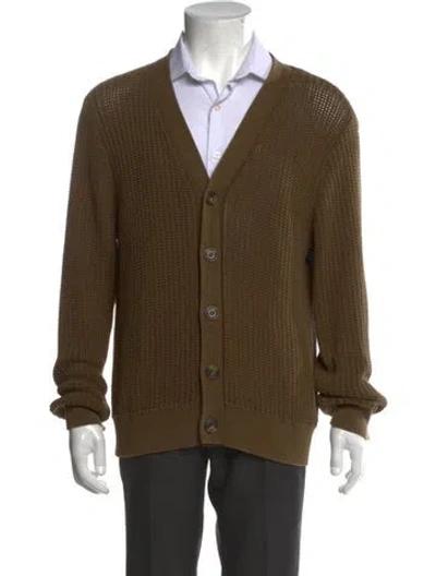 Pre-owned Vince V-neck Long Sleeve Cardigan In Green