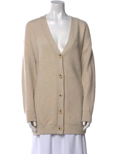 Pre-owned Vince V-neck Long Sleeve Cardigan In Neutral