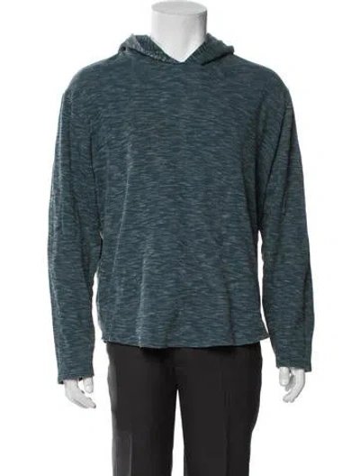 Pre-owned Vince V-neck Long Sleeve Hoodie In Blue