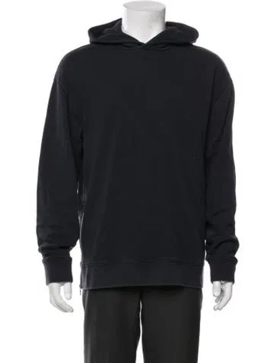 Pre-owned Vince V-neck Long Sleeve Hoodie In Blue