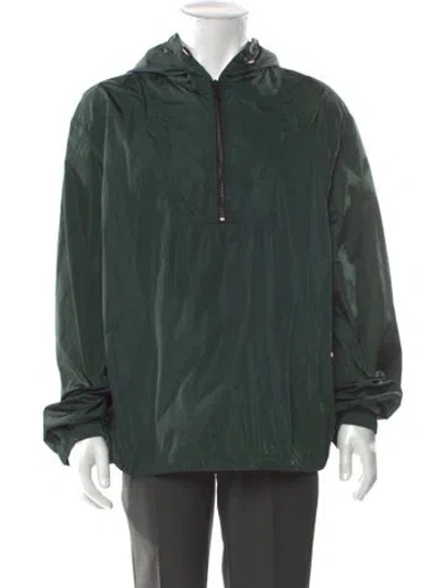 Pre-owned Vince V-neck Long Sleeve Hoodie In Green