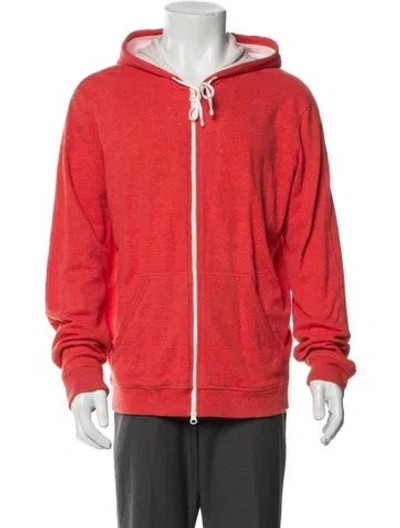 Pre-owned Vince V-neck Long Sleeve Hoodie In Orange