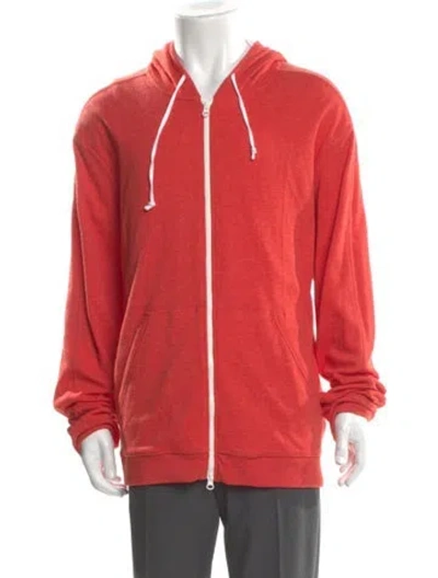 Pre-owned Vince V-neck Long Sleeve Hoodie In Orange