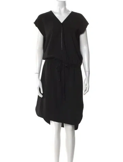Pre-owned Vince V-neck Midi Length Dress In Black