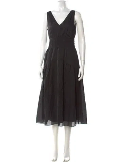 Pre-owned Vince V-neck Midi Length Dress In Black