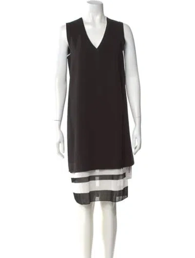 Pre-owned Vince V-neck Midi Length Dress In Black