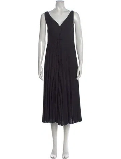 Pre-owned Vince V-neck Midi Length Dress In Black