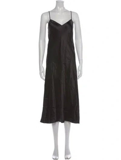 Pre-owned Vince V-neck Midi Length Dress In Black