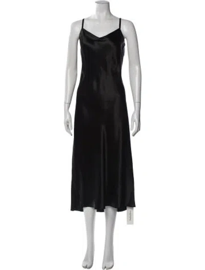 Pre-owned Vince V-neck Midi Length Dress In Black