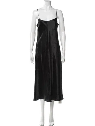 Pre-owned Vince V-neck Midi Length Dress In Black