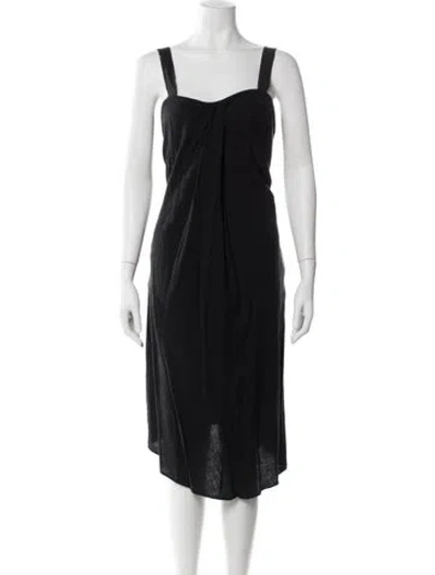 Pre-owned Vince V-neck Midi Length Dress In Blue