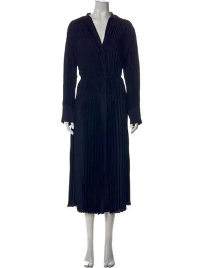 Pre-owned Vince V-neck Midi Length Dress In Blue