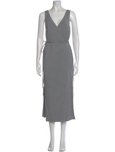 Pre-owned Vince V-neck Midi Length Dress In Gray