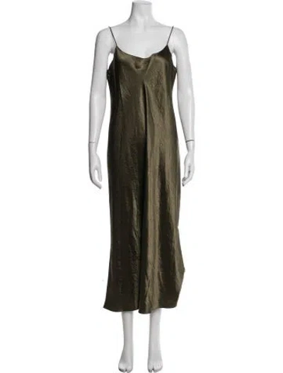 Pre-owned Vince V-neck Midi Length Dress In Green