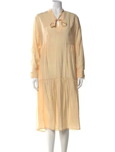 Pre-owned Vince V-neck Midi Length Dress In Neutral