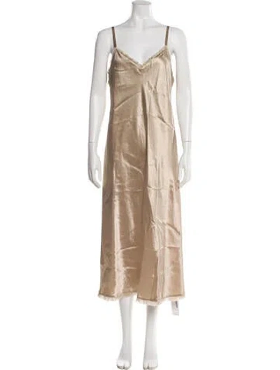 Pre-owned Vince V-neck Midi Length Dress In Neutral