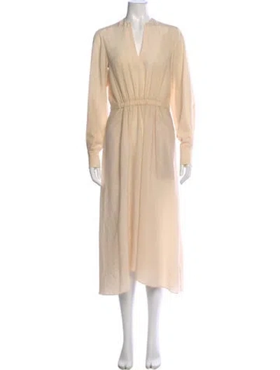 Pre-owned Vince V-neck Midi Length Dress In Neutral
