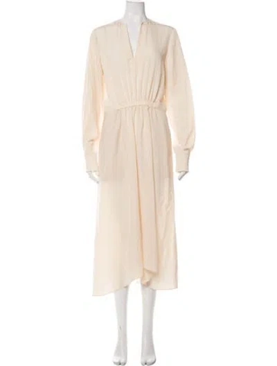 Pre-owned Vince V-neck Midi Length Dress In Neutrals
