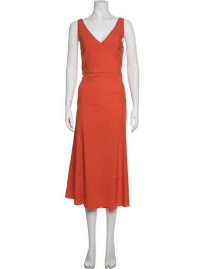 Pre-owned Vince V-neck Midi Length Dress In Orange