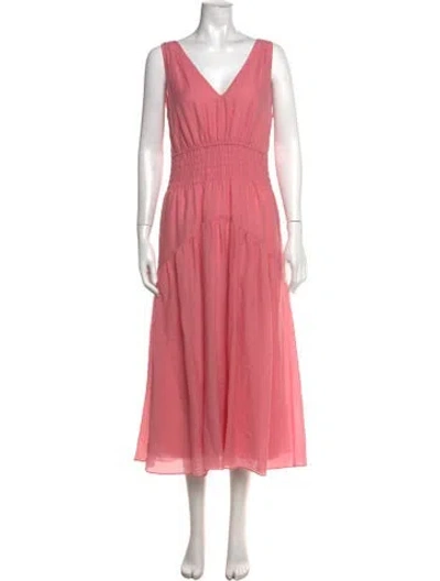 Pre-owned Vince V-neck Midi Length Dress In Pink