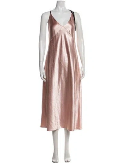 Pre-owned Vince V-neck Midi Length Dress In Pink