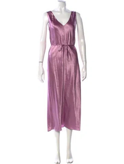 Pre-owned Vince V-neck Midi Length Dress In Purple