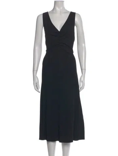 Pre-owned Vince V-neck Midi Length Dress W/ Tags In Black