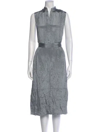 Pre-owned Vince V-neck Midi Length Dress W/ Tags In Green
