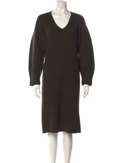 Pre-owned Vince V-neck Midi Length Dress W/ Tags In Green